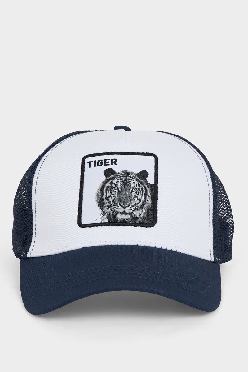 DeFacto Blue Man Man Label Printed Woven Baseball Basketball Cap Casual - Image 5